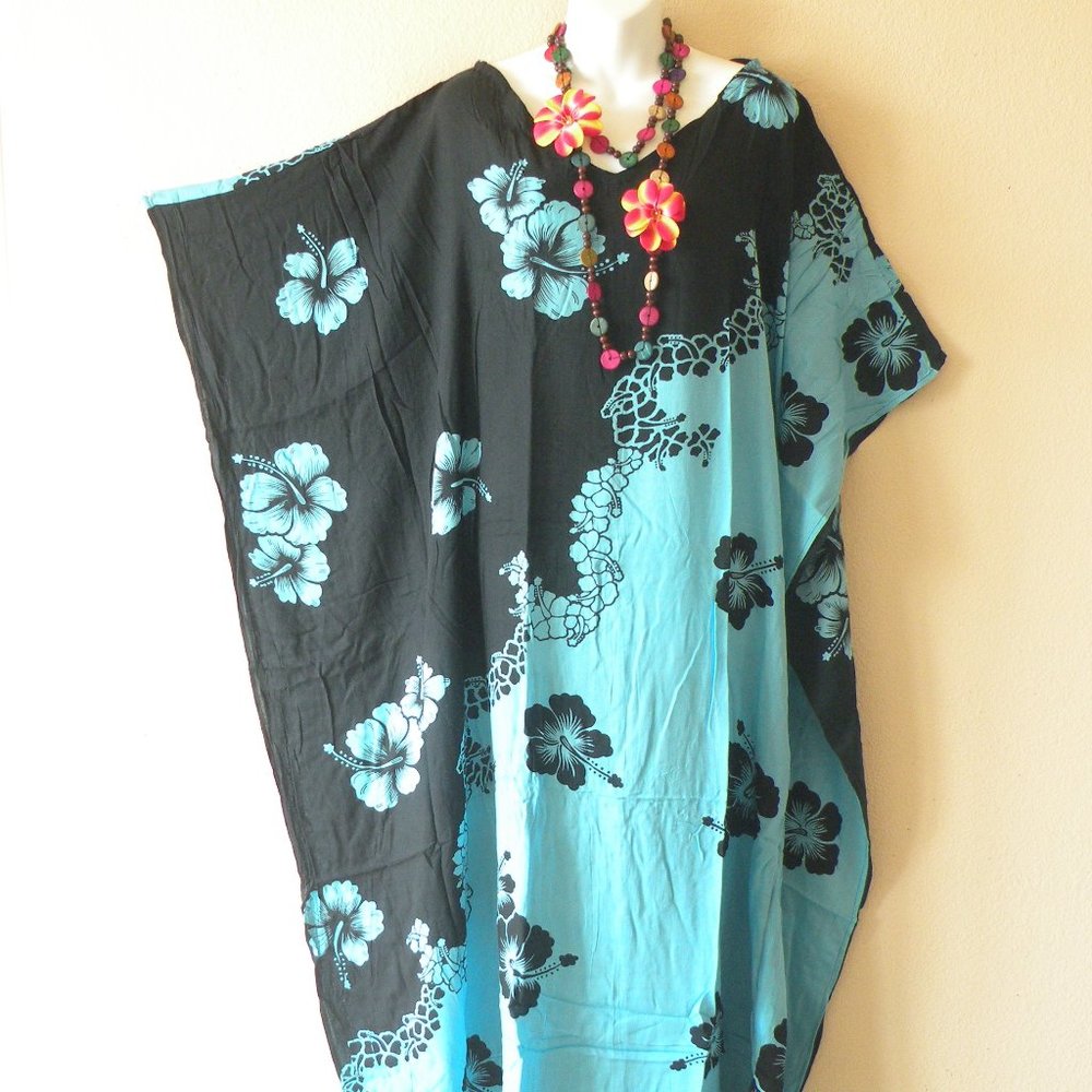 Floral Black and Blue Kaftan